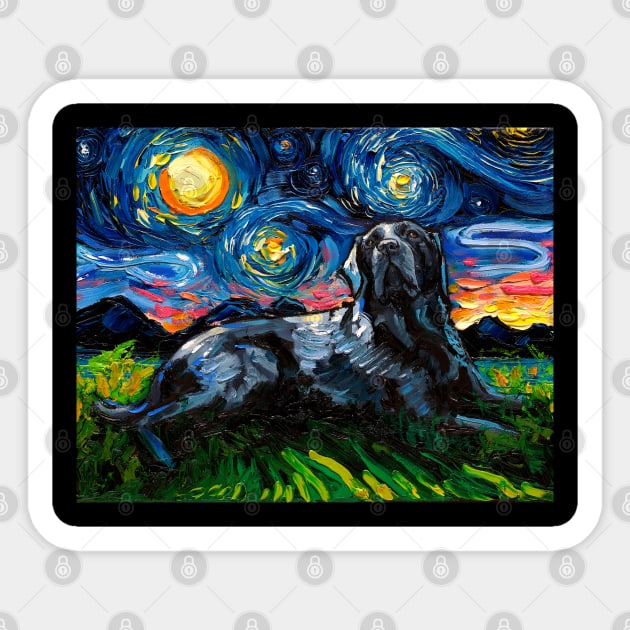 Laying Black Labrador Starry Night Sticker by sagittariusgallery